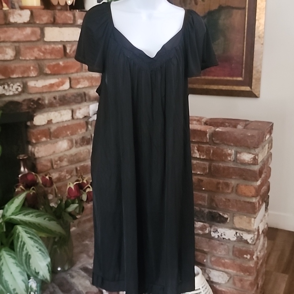 Black Peasant Chemise Dress Flowy Boho Cottagecore Witchy Aesthetic